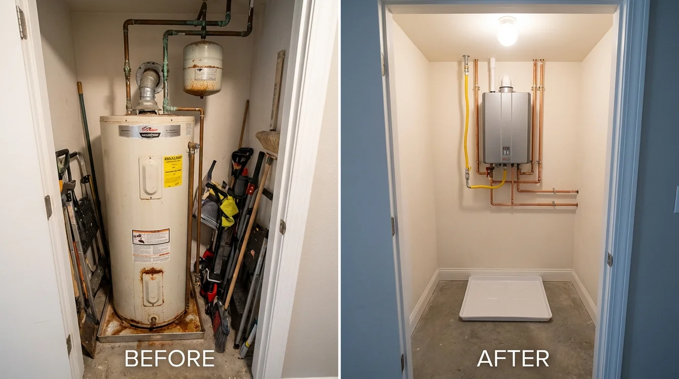 Tank water heater versus wall-mounted tankless unit comparison for Altus, OK homeowners